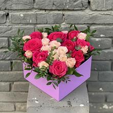 Цветочная композиция из Розы в коробке в Поварово
