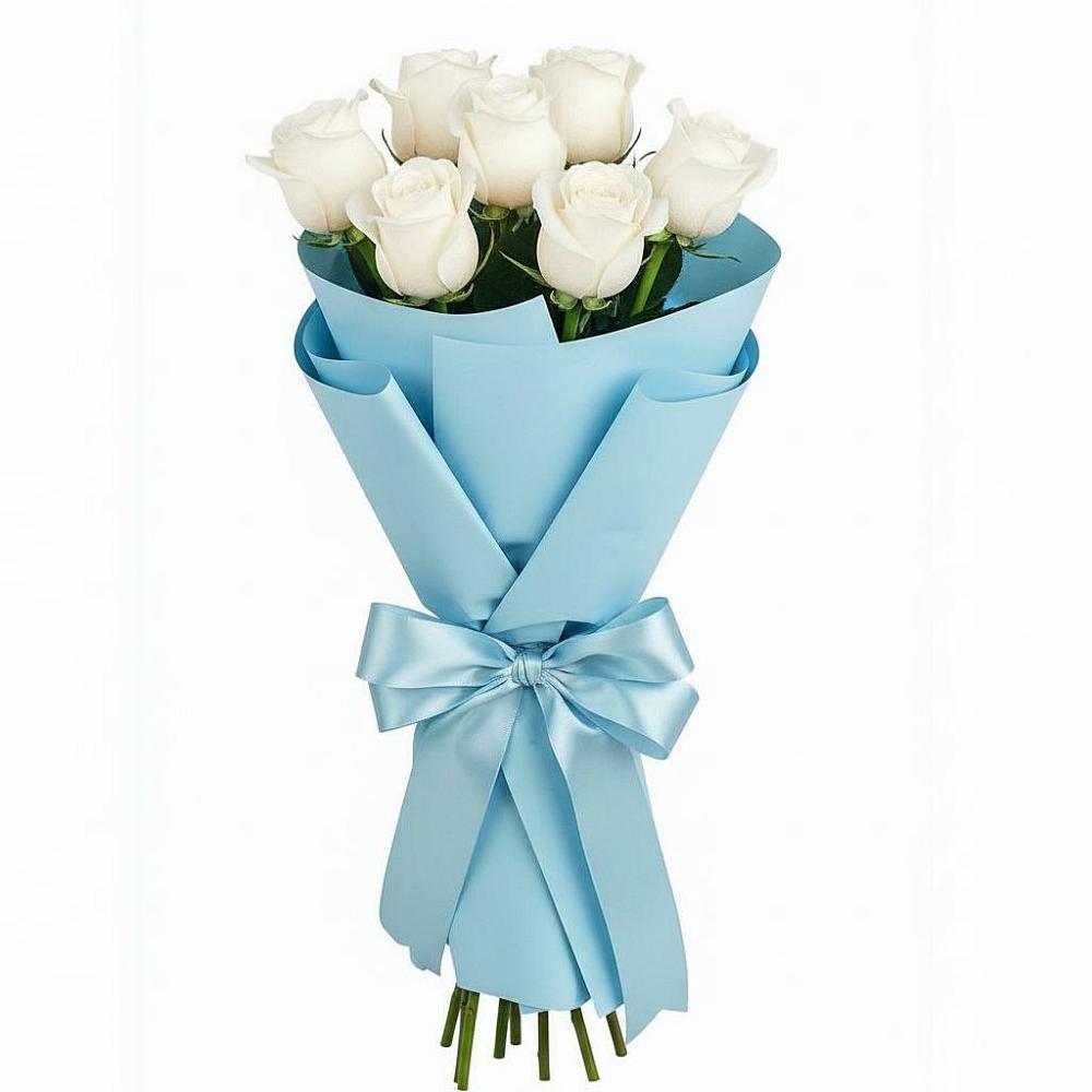 Букет 7 белых роз Проуд в Поварово