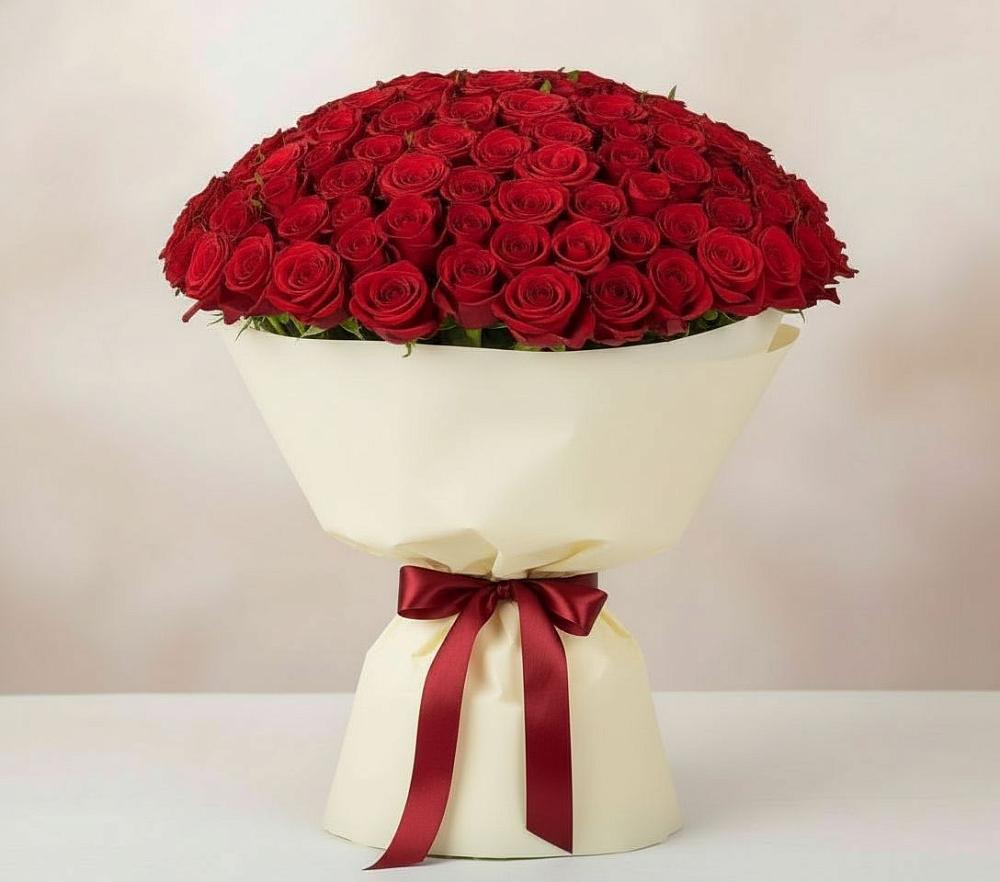 Букет 101 Красная роза Милано в Поварово