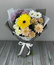 Букет цветов из:  Розы, Герберы и Хризантемы в Поварово