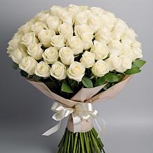 Букет 101 беля роза Белоснежка в Поварово