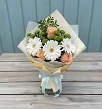 Букет цветов из:  Герберы, Розы и Хризантемы #REPLACE_PRED# Поварово